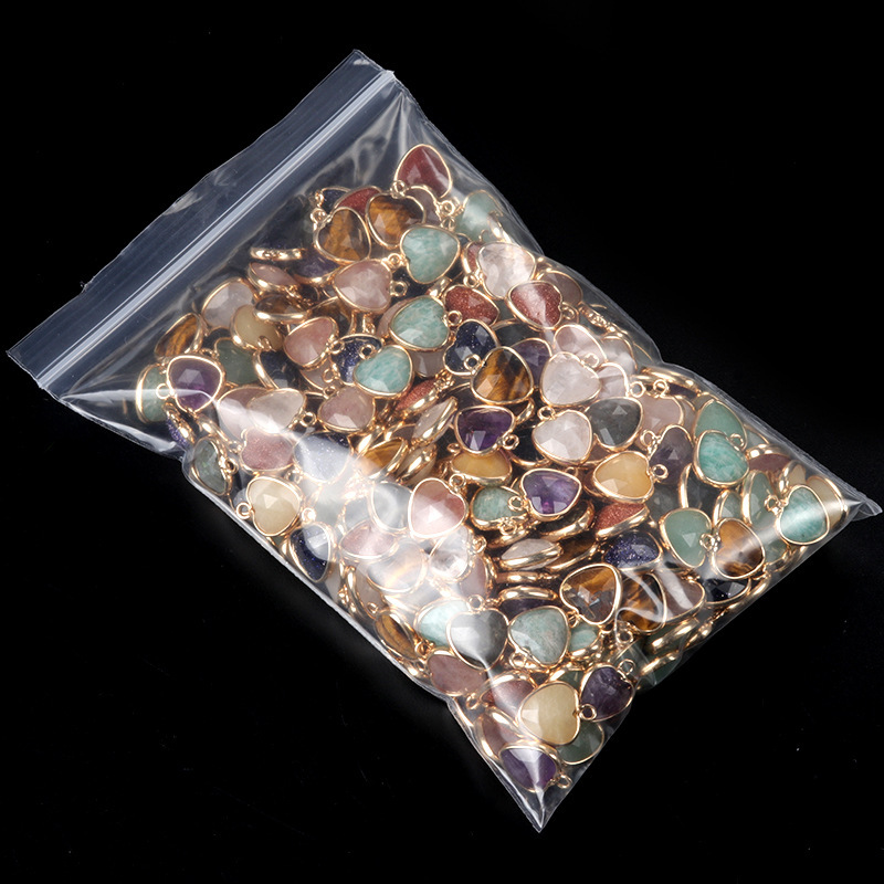 11mm love cut bread edge pendant natural semi-precious stone love pendant diy jewelry accessories
