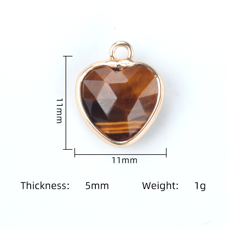 11mm love cut bread edge pendant natural semi-precious stone love pendant diy jewelry accessories