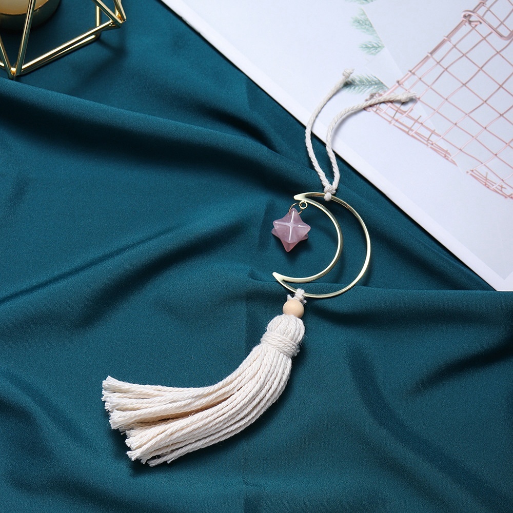 Hot selling natural crystal Merkaba white tassel six-pointed star car hanging pendant