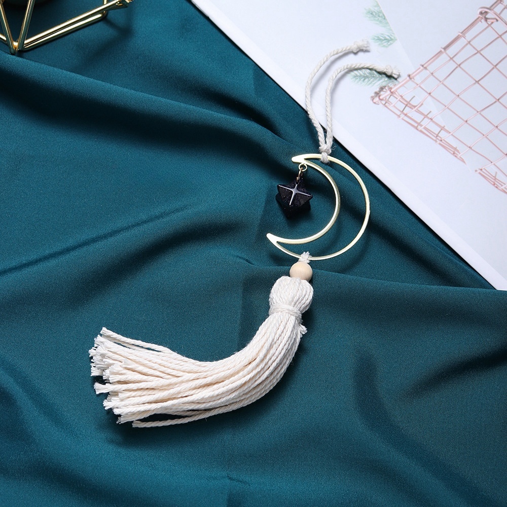 Hot selling natural crystal Merkaba white tassel six-pointed star car hanging pendant