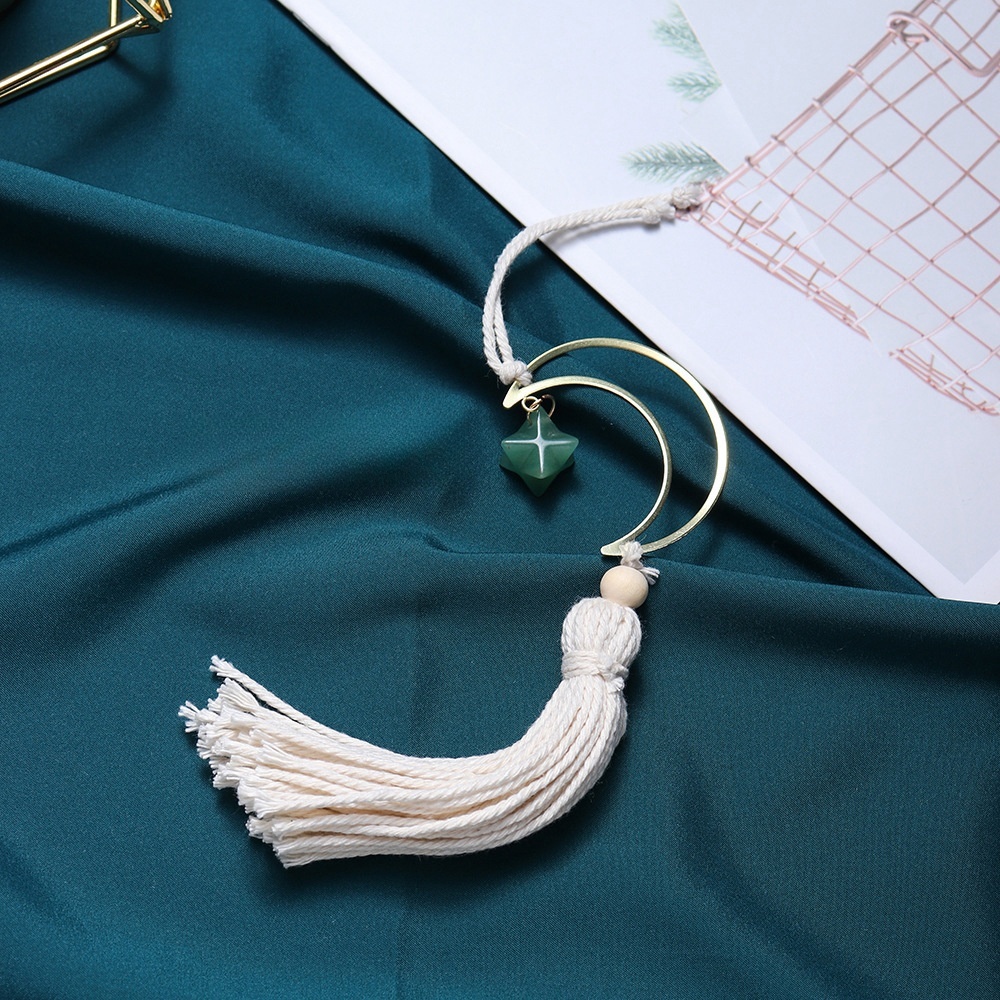 Hot selling natural crystal Merkaba white tassel six-pointed star car hanging pendant