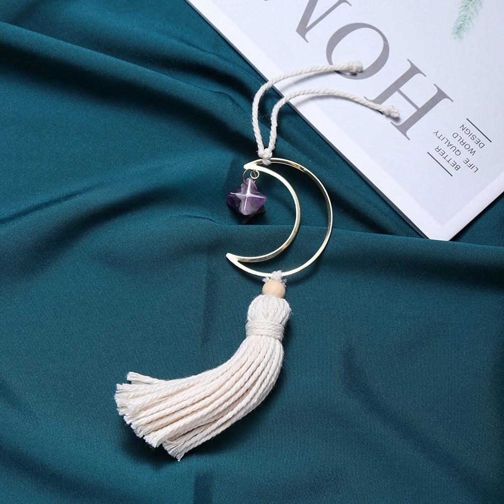 Hot selling natural crystal Merkaba white tassel six-pointed star car hanging pendant