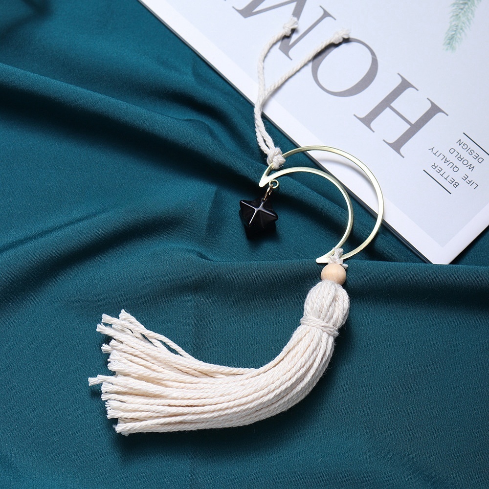 Hot selling natural crystal Merkaba white tassel six-pointed star car hanging pendant