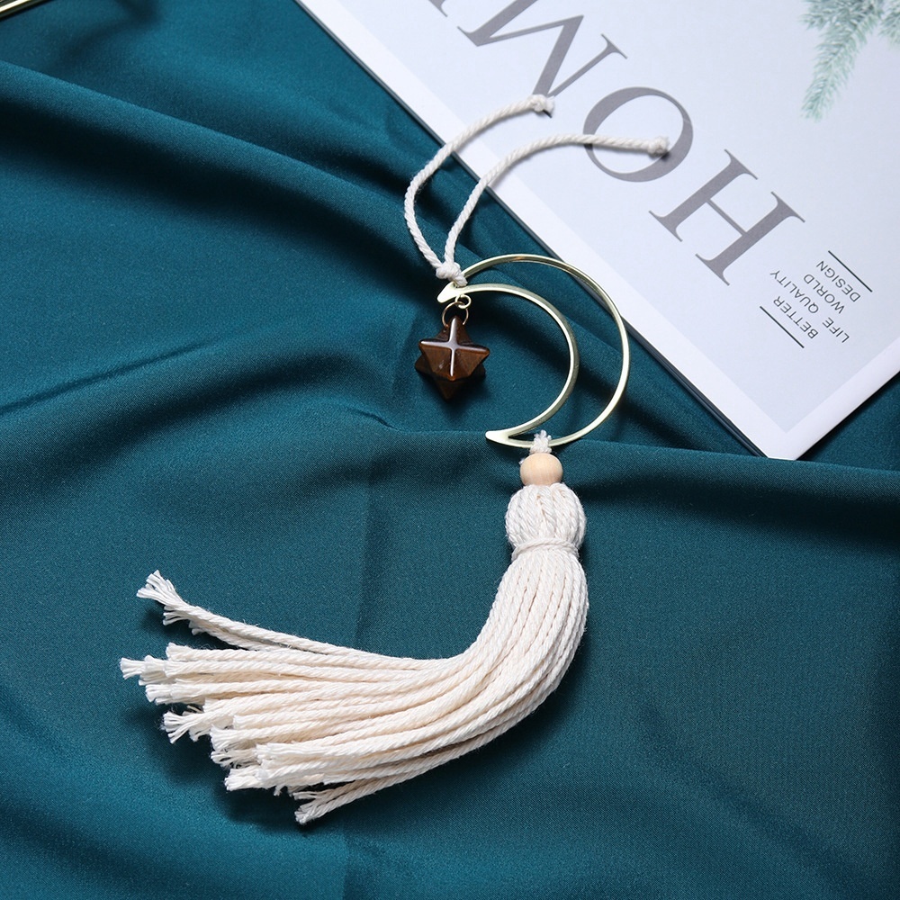 Hot selling natural crystal Merkaba white tassel six-pointed star car hanging pendant