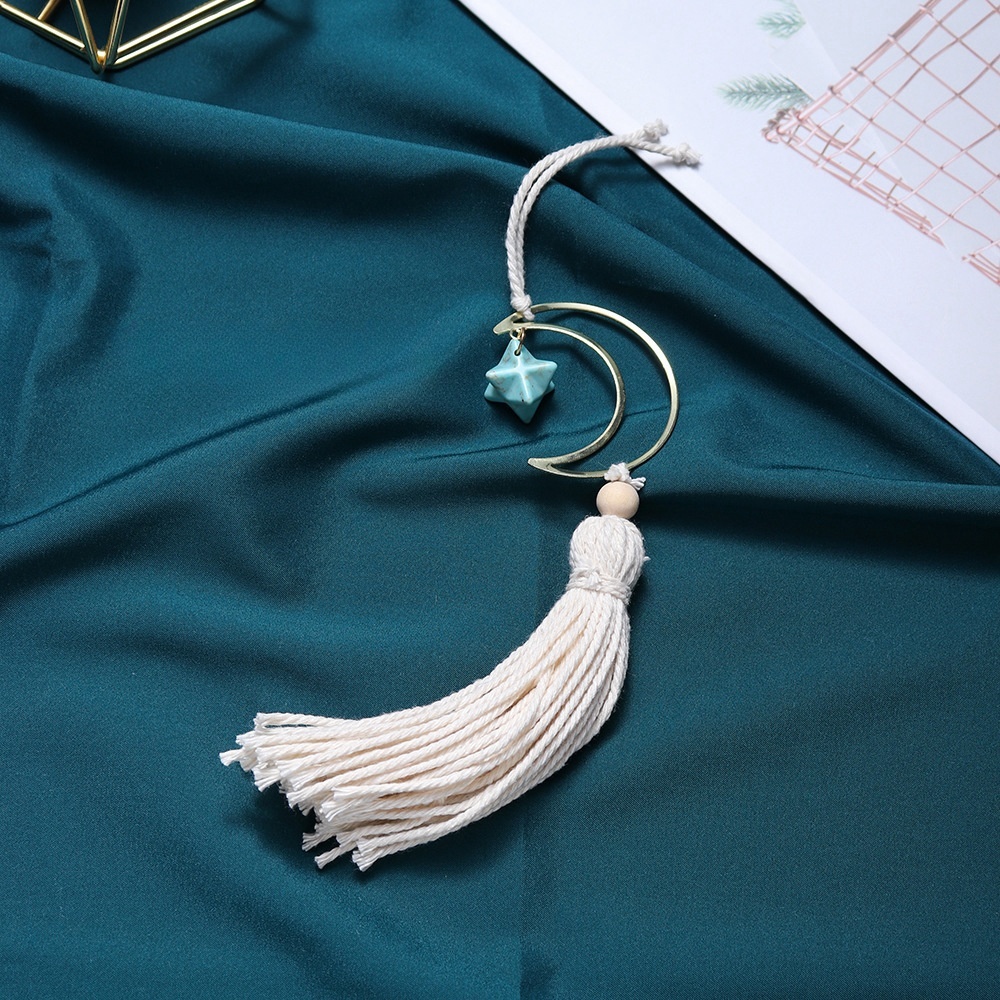 Hot selling natural crystal Merkaba white tassel six-pointed star car hanging pendant