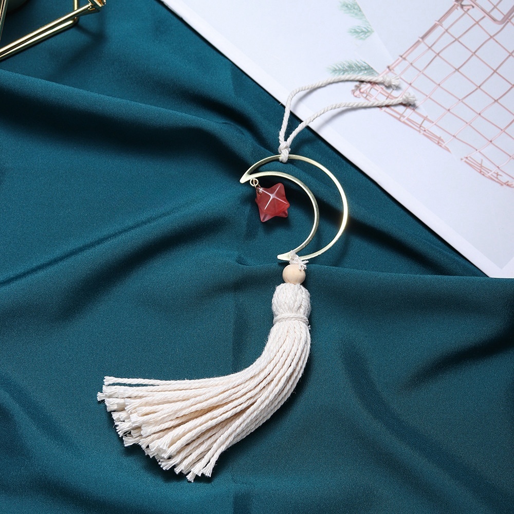 Hot selling natural crystal Merkaba white tassel six-pointed star car hanging pendant