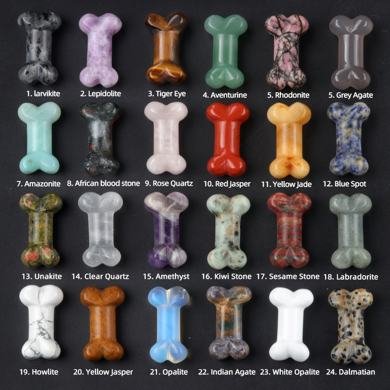 Carved bone natural crystal agate 35mm bone mini small ornaments diy jewelry material