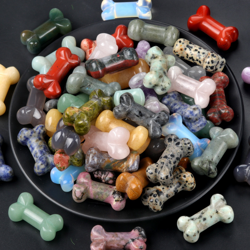 Carved bone natural crystal agate 35mm bone mini small ornaments diy jewelry material
