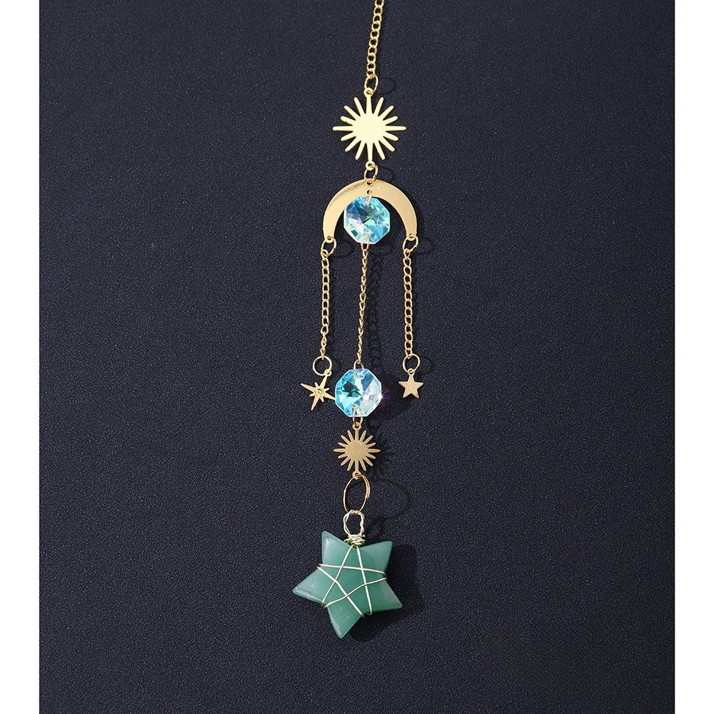 Natural crystal star wind chime pendant decoration five-pointed star geometric lighting pendant chain