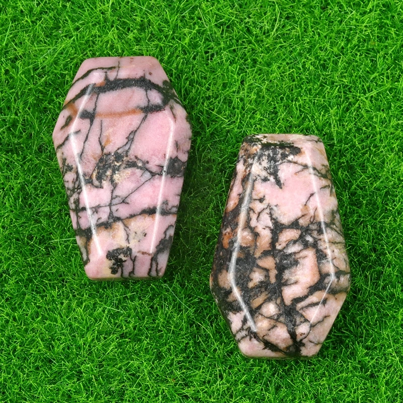 Natural crystal agate mini coffin board ornaments Gem board Halloween fun decorations