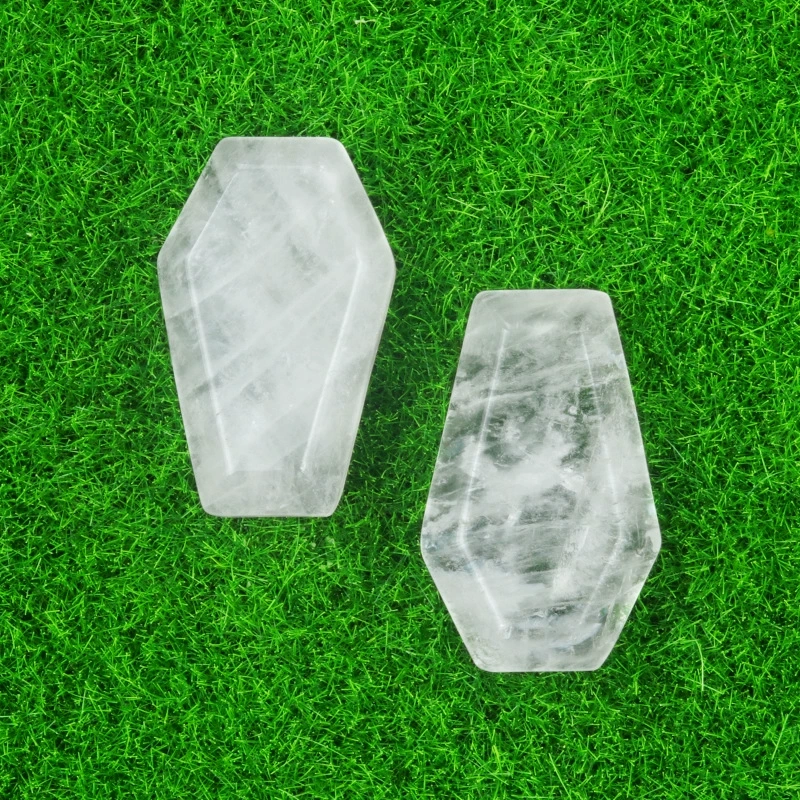 Natural crystal agate mini coffin board ornaments Gem board Halloween fun decorations