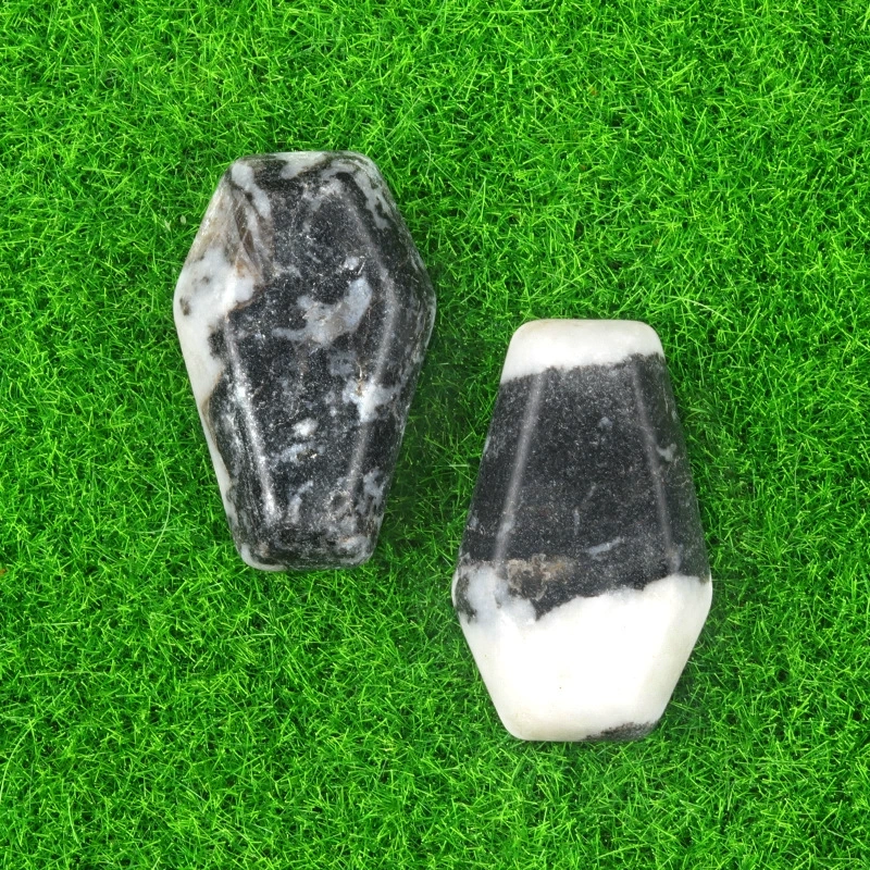 Natural crystal agate mini coffin board ornaments Gem board Halloween fun decorations