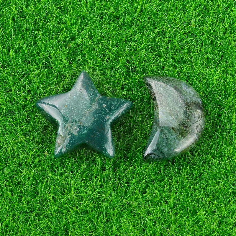 Natural crystal agate semi-precious stone 20mm five-pointed star non-hole star moon decorative accessories