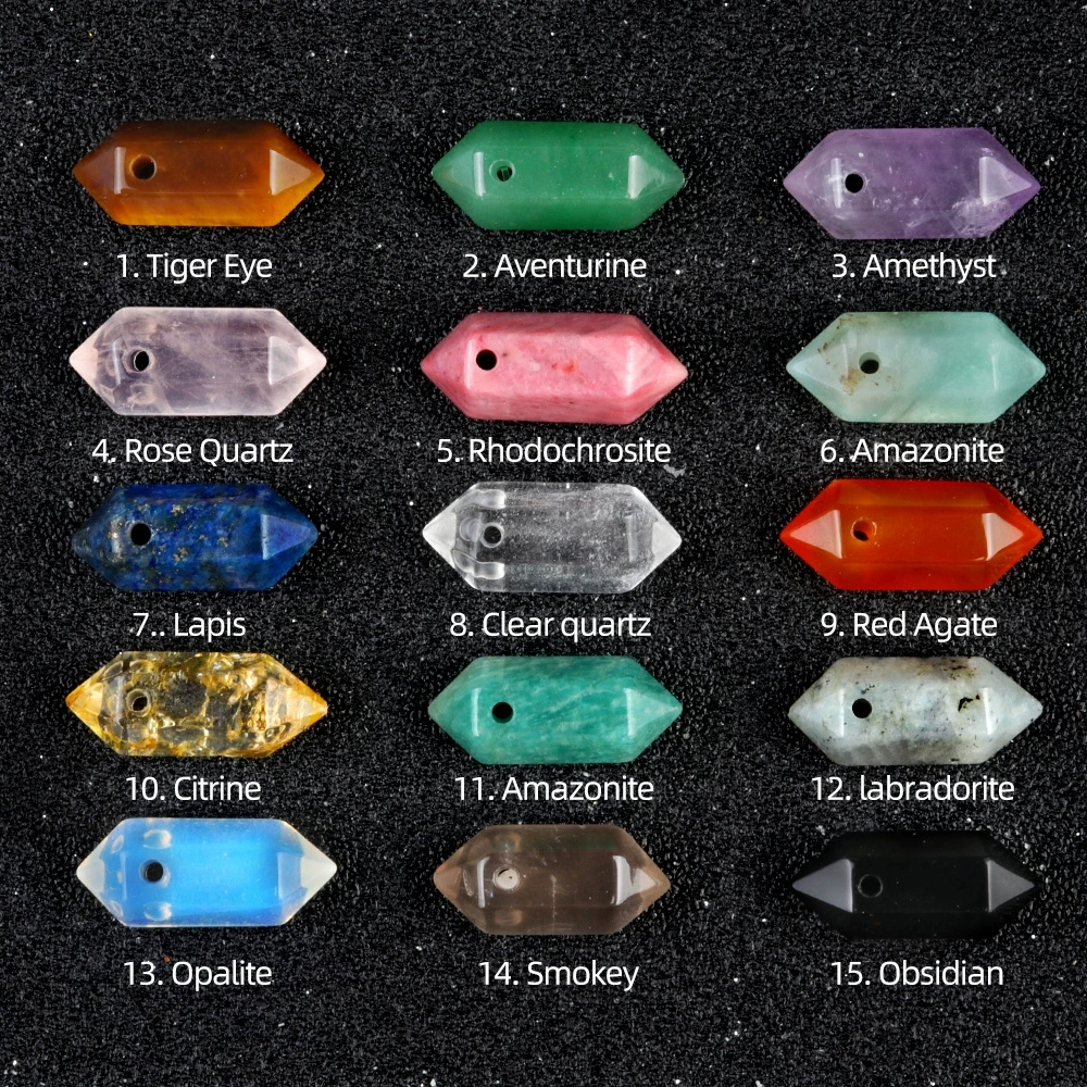 8X20 large hole six-column natural stone crystal double-pointed hexagonal column hanging column diy jewelry accessories
