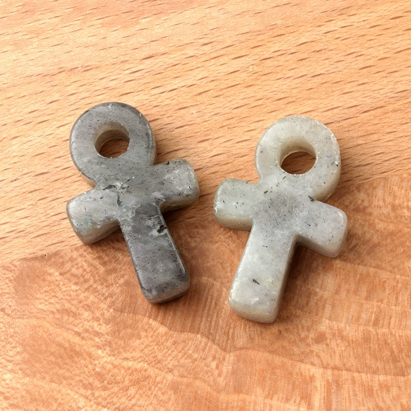 Crystal Agate Stone Ankh Cross Pendant Egyptian Culture Symbol of Life DIY European and American Accessories