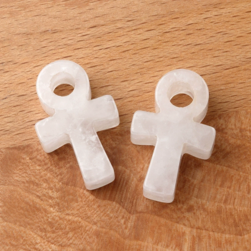 Crystal Agate Stone Ankh Cross Pendant Egyptian Culture Symbol of Life DIY European and American Accessories