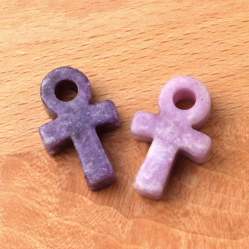 Crystal Agate Stone Ankh Cross Pendant Egyptian Culture Symbol of Life DIY European and American Accessories