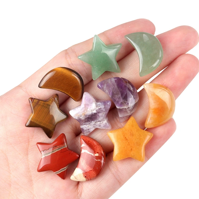 Natural crystal agate semi-precious stone 20mm five-pointed star non-hole star moon decorative accessories