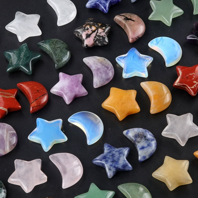 Natural crystal agate semi-precious stone 20mm five-pointed star non-hole star moon decorative accessories