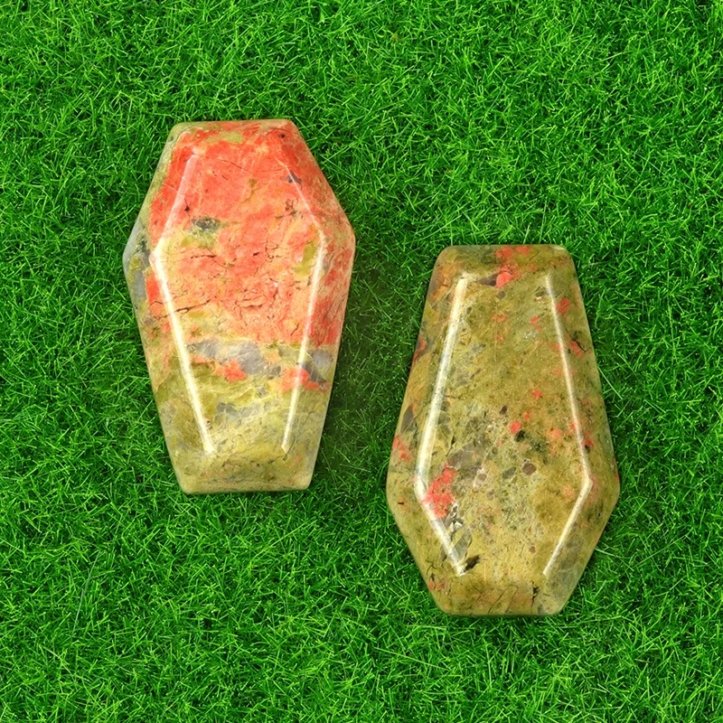 Natural crystal agate mini coffin board ornaments Gem board Halloween fun decorations