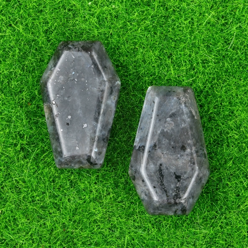 Natural crystal agate mini coffin board ornaments Gem board Halloween fun decorations