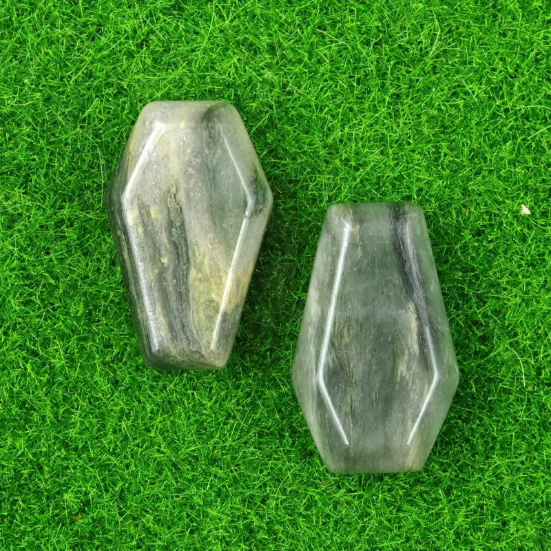 Natural crystal agate mini coffin board ornaments Gem board Halloween fun decorations