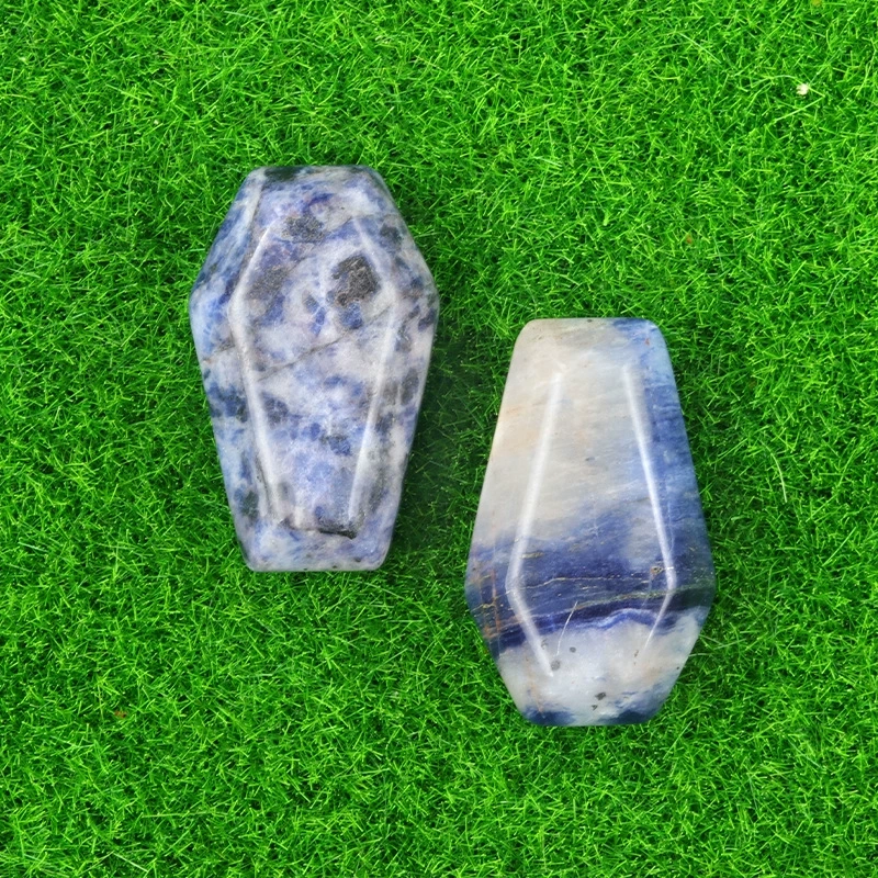 Natural crystal agate mini coffin board ornaments Gem board Halloween fun decorations