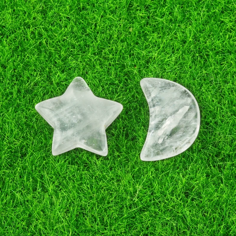 Natural crystal agate semi-precious stone 20mm five-pointed star non-hole star moon decorative accessories