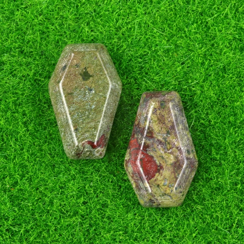 Natural crystal agate mini coffin board ornaments Gem board Halloween fun decorations