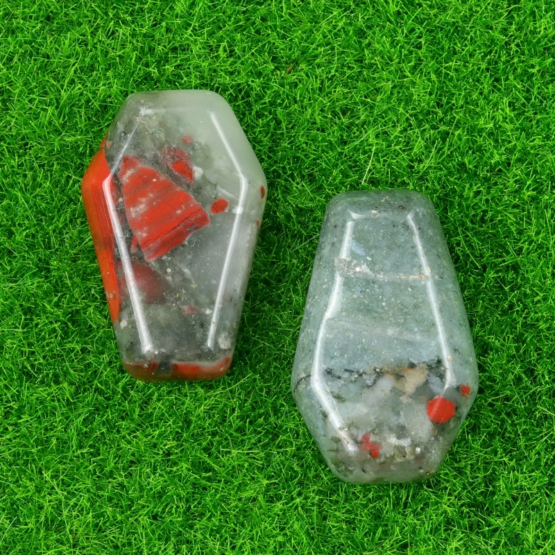 Natural crystal agate mini coffin board ornaments Gem board Halloween fun decorations