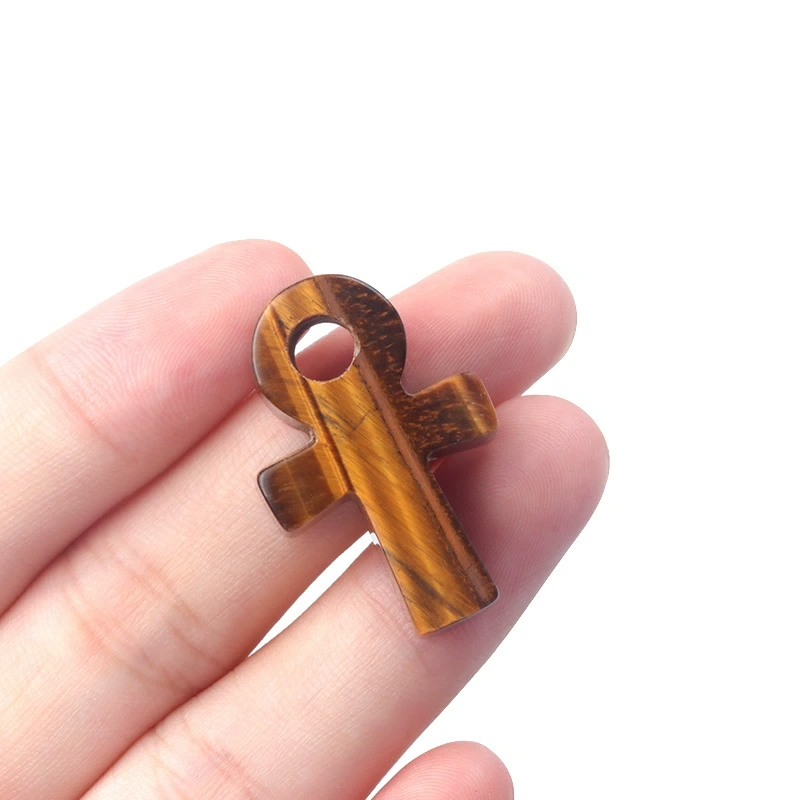 Crystal Agate Stone Ankh Cross Pendant Egyptian Culture Symbol of Life DIY European and American Accessories