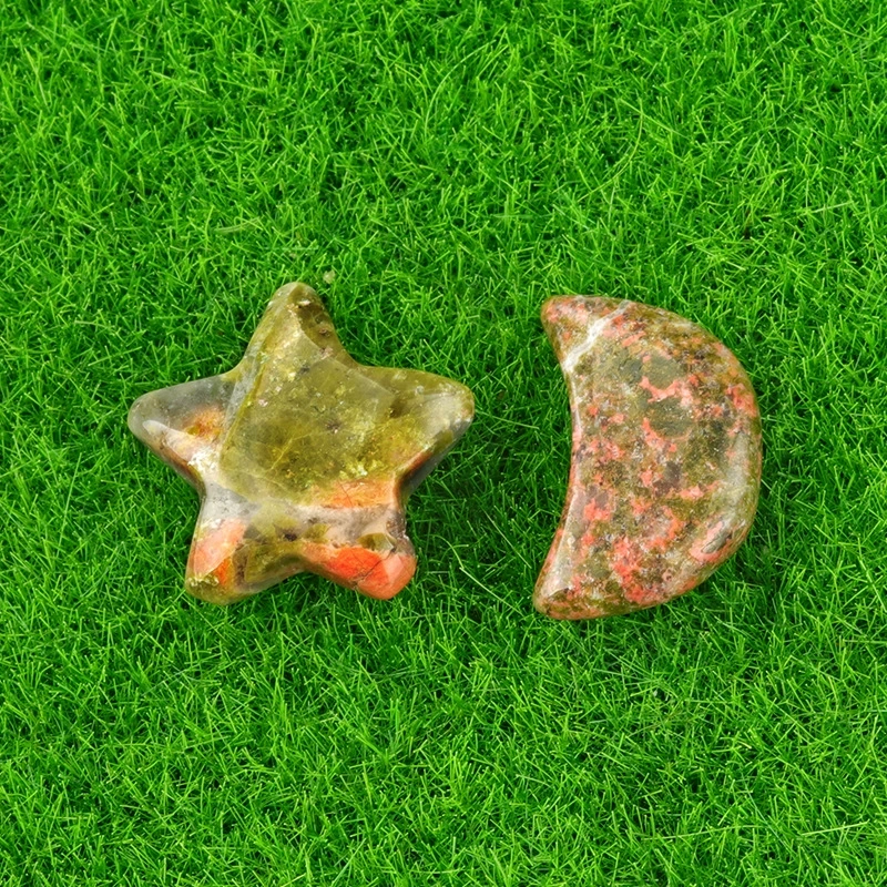 Natural crystal agate semi-precious stone 20mm five-pointed star non-hole star moon decorative accessories