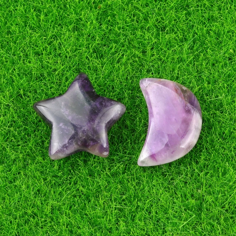 Natural crystal agate semi-precious stone 20mm five-pointed star non-hole star moon decorative accessories