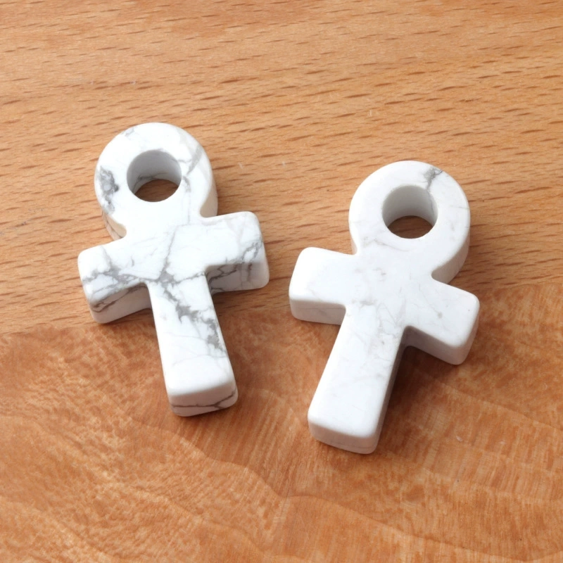 Crystal Agate Stone Ankh Cross Pendant Egyptian Culture Symbol of Life DIY European and American Accessories