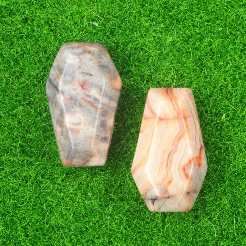 Natural crystal agate mini coffin board ornaments Gem board Halloween fun decorations