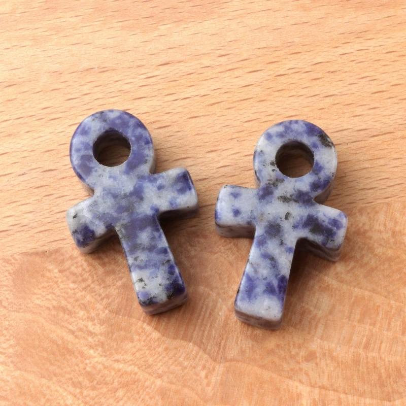 Crystal Agate Stone Ankh Cross Pendant Egyptian Culture Symbol of Life DIY European and American Accessories