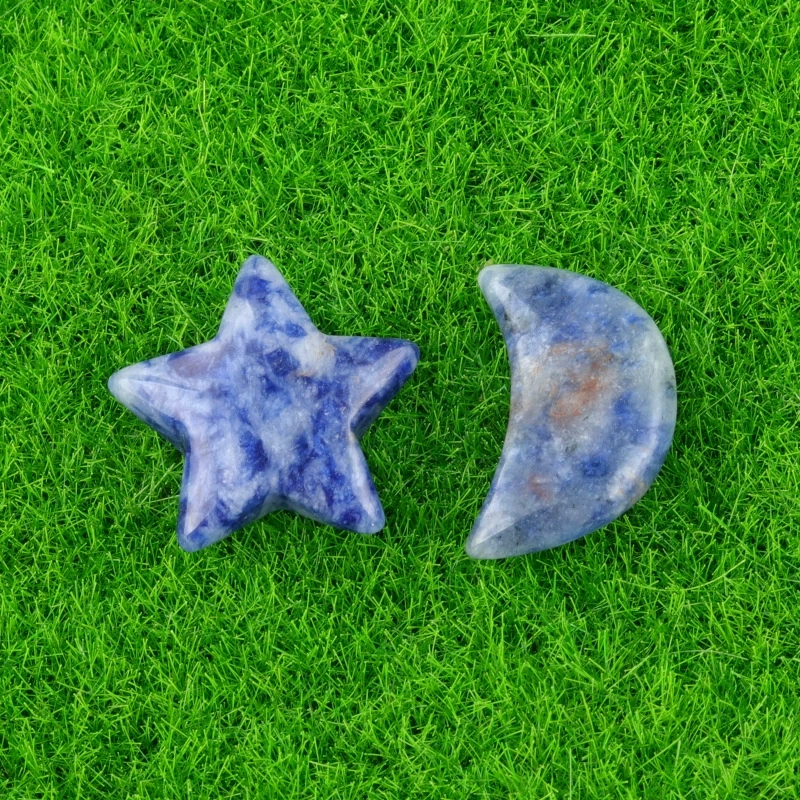 Natural crystal agate semi-precious stone 20mm five-pointed star non-hole star moon decorative accessories