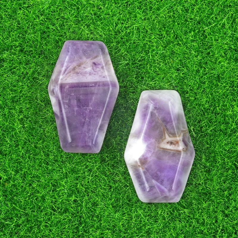 Natural crystal agate mini coffin board ornaments Gem board Halloween fun decorations
