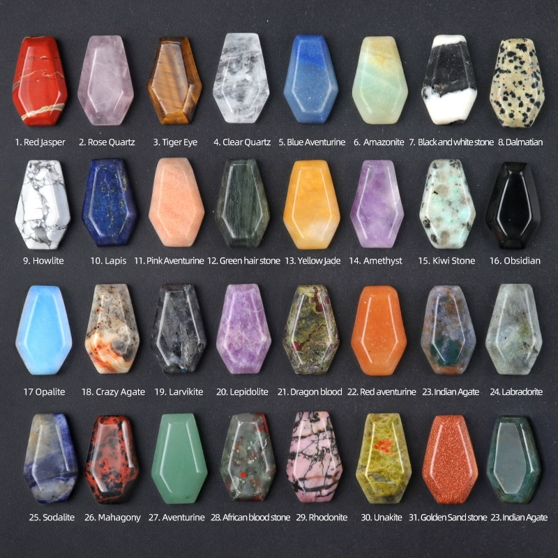 Natural crystal agate mini coffin board ornaments Gem board Halloween fun decorations