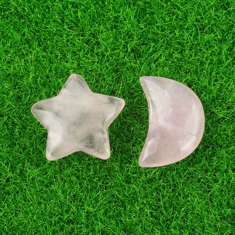 Natural crystal agate semi-precious stone 20mm five-pointed star non-hole star moon decorative accessories