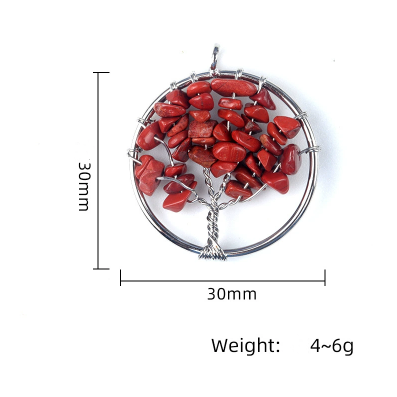 Natural crystal gravel tree of life pendant colorful chakra wrapped money tree diy jewelry accessories