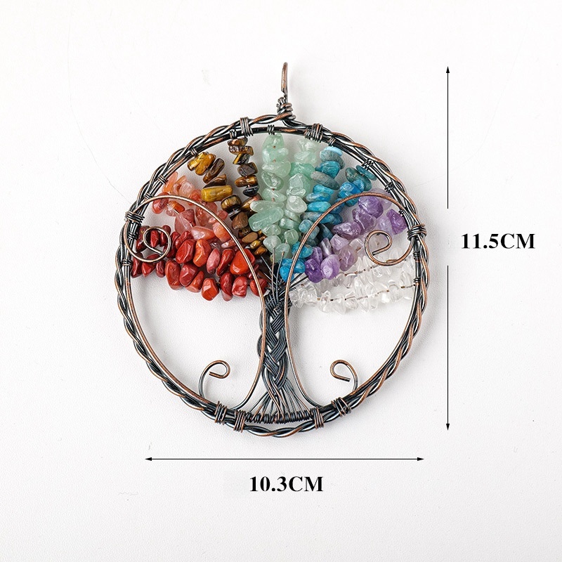 Natural crystal gravel tree of life pendant seven color gravel crystal tree fortune tree pendant car pendant