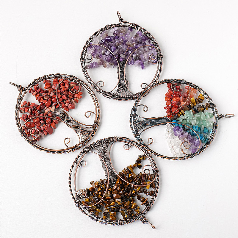 Natural crystal gravel tree of life pendant seven color gravel crystal tree fortune tree pendant car pendant