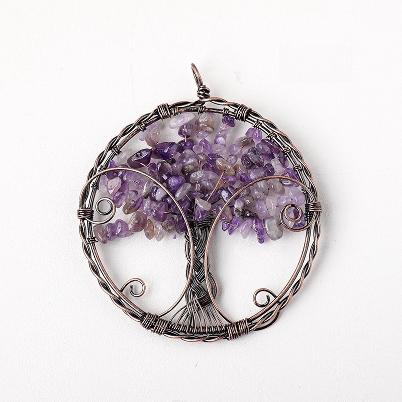 Natural crystal gravel tree of life pendant seven color gravel crystal tree fortune tree pendant car pendant