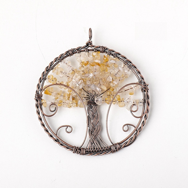 Natural crystal gravel tree of life pendant seven color gravel crystal tree fortune tree pendant car pendant