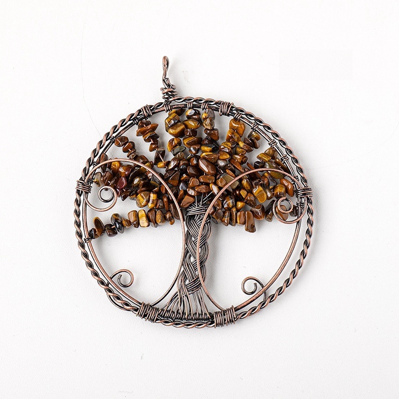 Natural crystal gravel tree of life pendant seven color gravel crystal tree fortune tree pendant car pendant