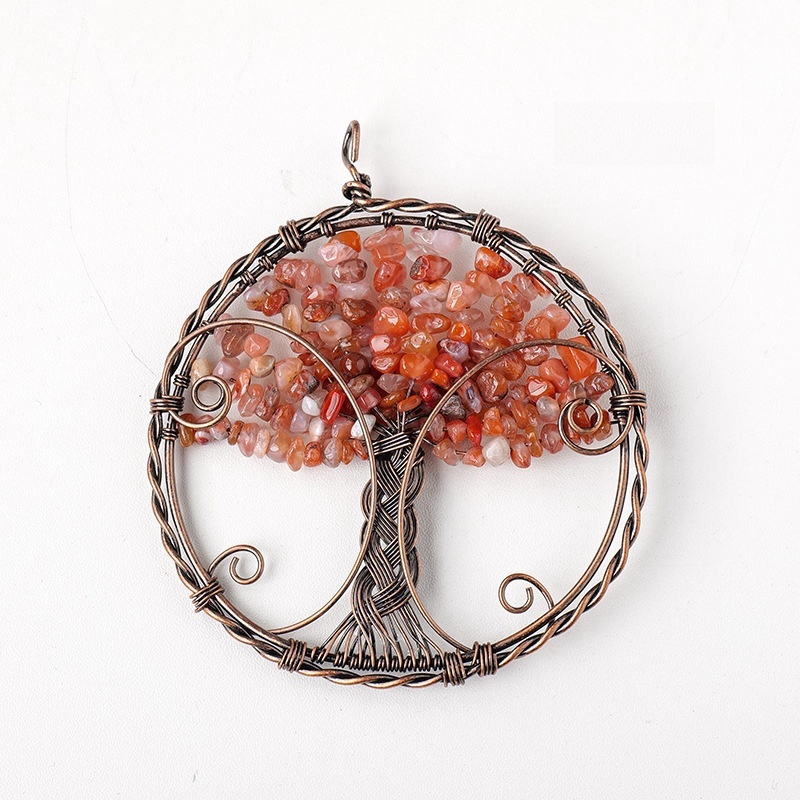 Natural crystal gravel tree of life pendant seven color gravel crystal tree fortune tree pendant car pendant