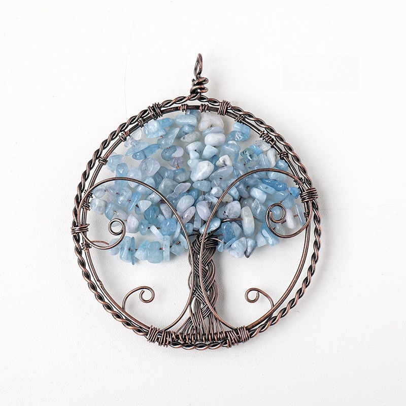 Natural crystal gravel tree of life pendant seven color gravel crystal tree fortune tree pendant car pendant