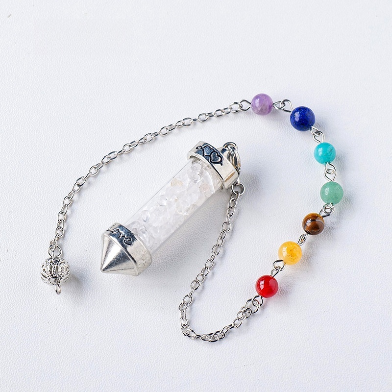 Natural crystal gravel bullet pendulum amethyst gravel glass tube pendant