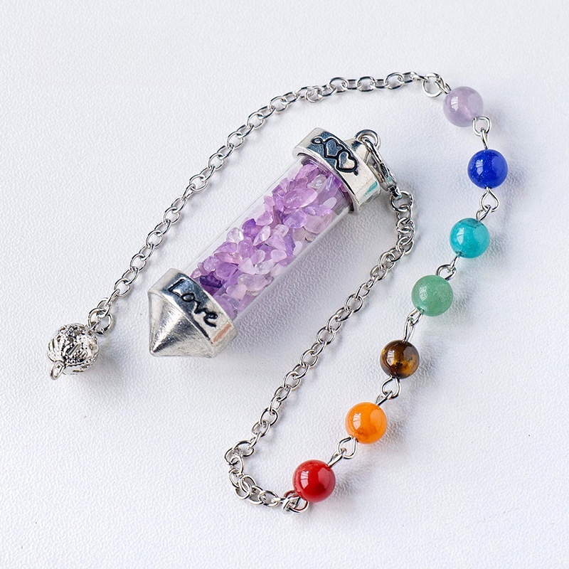 Natural crystal gravel bullet pendulum amethyst gravel glass tube pendant